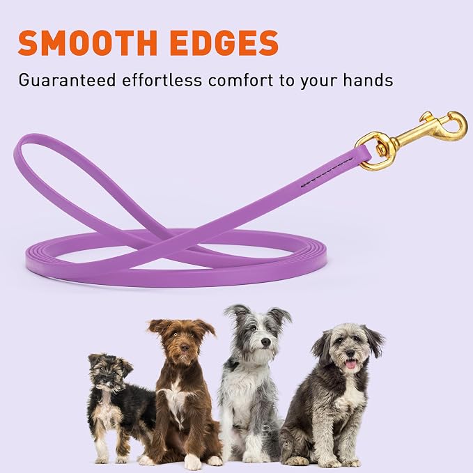 Viper Biothane K9 Working Dog Leash Waterproof Lead for Tracking Training Schutzhund Odor-Proof Long Line with Solid Brass Snap for Puppy Medium and Large Dogs, 15ft Amethyst Purple