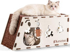 Cat Tunnel House for Indoor Cats, 3-in-1 Felt Cave and Scratcher | Fits 12–22 lb pets, reinforced top supports lounging, joins two units into a 47-inch play zone, includes two catnip bell toys