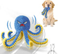 Interactive Dog Toys Octopus,Durable Automatic Jumping Dog Toy to Keep Them Busy,Squeaky Moving Tug of War Doggie Toy,USB Rechargeable,Not for Aggressive Chewers (Blue)