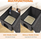 Cat Litter Box Enclosure Furniture for Odor Control,Hidden Cabinet Cat | Litter Box Furniture Ottoman With Flip-Up Lid,Cats Litter Box Bench With Storage Space，Dog Proof (Gray-Faux Leather,X-Large)