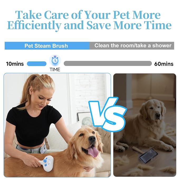 Pet Steam Brush for Dogs & Cats, 3-in-1 Shedding Grooming Tool | Self Cleaning Spray Comb with Mist, Dog Brush for Shedding, Cat Brush for Hair Removal, Long Haired Pet, Waterless Shampoo