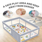 XVISHX Baby Playpen with Mat, 65 x 50 Inch Play Pen Playards, Playpen for Babies and Toddlers, Baby Playard for Indoor & Outdoor Active Center Game Fence, Skin-Friendly Fabric and Soft Breathable Mesh