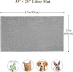 VIVAGLORY Cat Litter Mat Softgrip Litter Trapping Mat, 35"× 25", Grey | Litterbox Rug Box Catcher for Indoor & Floor, Easy Clean Washable Less-Mess Waterproof for Cat