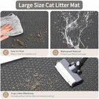 Cat Litter Mat 40"x28", Silicone Waterproof Litter Box Mat, Non-Slip Litter Trapping Mat for Cats, Easy Clean Foldable, Dark Gray