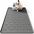Bulkniu Silicone Cat Litter Mat, 22"x34", Raised Edge Waterproof, Dark Grey | Litter Trapping & Recycling, Easy to Clean, Non-Slip, Durable Safe & Odorless, Paw Friendly