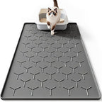 Bulkniu Silicone Cat Litter Mat, 22"x34", Raised Edge Waterproof, Dark Grey | Litter Trapping & Recycling, Easy to Clean, Non-Slip, Durable Safe & Odorless, Paw Friendly