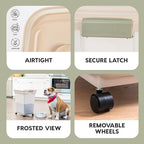 IRIS USA Dog Food Storage Container, Up to 58lbs, Almond/Pearl, Made in USA | Wheels for Mobility, Airtight Seal, BPA-Free, Best for Bird Seed, Cat food, Cat Litter, Chicken Feed, Pellets