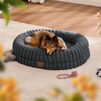 ChiXnuggle Orthopedic Dog Bed, Washable Cover, Faux Fur Bolster Pet Couch | waterproof,egg crate foam,non-slip bottom,for small medium dogs,dark grey,30*24*7,dog sofa,puppy bed