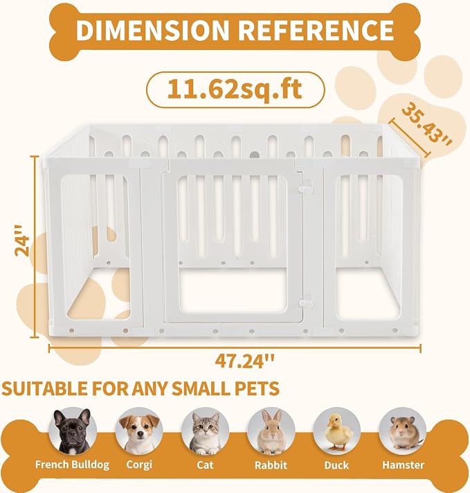 Acrylic Dog Playpen Indoor, Puppy Pens for Small Dogs & Puppies,13 Panels | Easy Assemble, DIY Flexible Shape Dog Pen with Plastic Fence, Pet Exercise Pin for Small Animals, 24''Tall