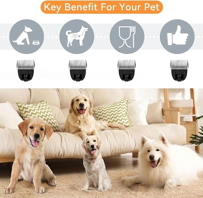 2 Pack Replacement Blade for nebot P1 Pro Pet Grooming Kit & Vacuum Size-3F | Cut Length 1/2"(13mm),Made of Ceramic Blade & Stainless Steel Blade