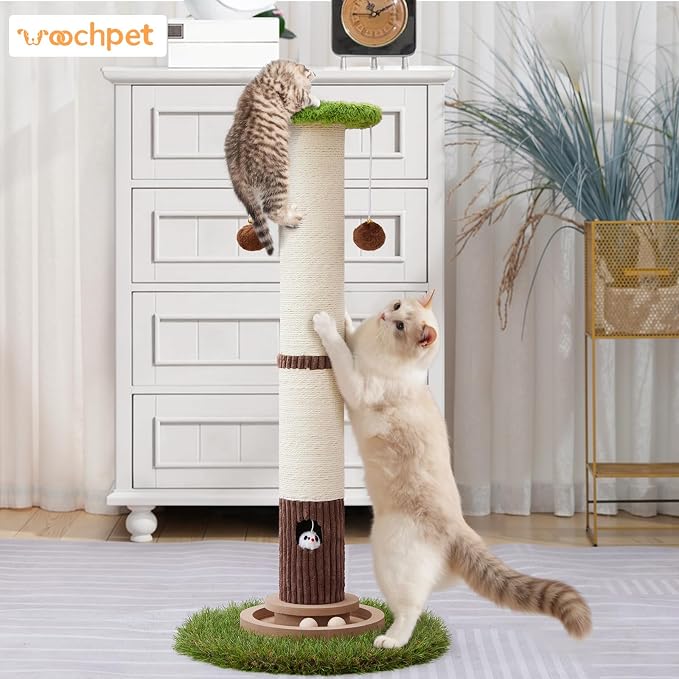 Woochpet 34" Tall Cat Scratching Posts,Heavy Duty and Thicker Cat Scratcher | Protect Furniture,Modern Boho Cat Post,For Indoor Cats,Interactive Cat Toys