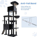 Cat Tree, 78.7" Tall Heavy Duty Cat Tower for Indoor Cats VCT033G | Cat Furniture with Sturdy Structure, Spacious Condo, Cozy Top Perch & Scratching Posts, Hammock, Smoky Gray