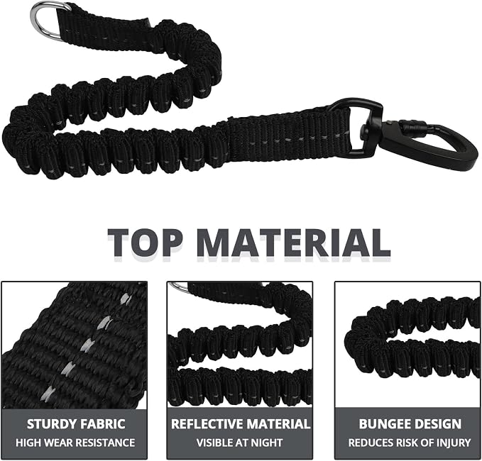 Long Dog Leash 15 FT: Heavy Duty Rope Leashes for Dogs Training with Swivel Lockable Hook Reflective Threads Bungee and Padded Handle - Dog Lead for Large Small Medium Dogs Outside Walking Hiking Grey