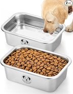 2-Pack Stainless Steel Large Dog Water Bowl, Spill-Proof Metal Dog Food Bowls, Easy Clean Outdoor Dog Water Bowl for Medium Large Dogs, X-Large & Cats 0.85 Gallons