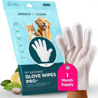 Uproot Clean Pet Grooming Gloves: Deodorizing & Grooming, 1-Month Supply | Extra-Thick Cat & Dog Wipe for Clean Paws, Eyes, Ears, Butt & Body, Lick-Safe. Mess-Free - Removing Tough Dirt, Odor, Oils