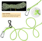 XiaZ Dog Tie Out Cable for Camping, 100FT Portable Overhead Trolley System for Dogs up to 300lbs，Dog Lead for Yard, Camping, Parks, Outdoor Events,5 min Set-up, Green