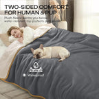 Luciphia Waterproof Blanket for Large Dog, Reversible Sherpa Couch Cover | waterproof pet blanket sherpa fleece reversible couch cover bed protector car from spills scratches, Grey+Beige 65" x 57"
