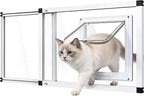 Full Glass Cat Door for Window,28.5"-32" Adjustable Width,1-Min Install | 4 Locking Modes,Aluminum Frame,HD Glass,Magnetic Closure,Weatherproof Sliding Pet Door Window Insert for Cats