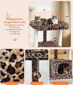 SYANDLVY 27" Cat Tree for Indoor Cats, Activity Tower with Scratching Posts | Modern Kitten Condo with Plush Perch & Hanging Ball for Play, Leopard Print