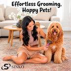 Sinko Shedding Brush For Dog and Cat, Grooming Brush with Extra Wide Double-Sided Stainless Teeth for Detangling, Deshedding, Brushing & Removing Shed Fur, Knots, Mats, and Tangles in Pets (Pink)