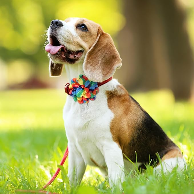 Sadnyy 150 Pcs Dog Flower Bows Collars Bulk for Dogs Puppy Dog Bow Tie Accessories for Small Medium Large Cats Pets Multi Color Chiffon Grooming Decorations(Tie Dye)