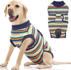 FUAMEY Dog Surgery Recovery Suit, Surgical Suit for Dogs Onesie for Surgery | Cone Alternative after Surgery, Abdominal Wound Protector, Onesie for Dogs after Surgery Spay Neuter, Dark Blue Stripes XL