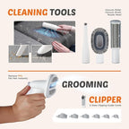 DUMOS Pet Grooming Vacuum Kit, 3 Adjustable Suction Modes | Dog Hair Clipper, 5 Professional Grooming Tools with Low Noise Cat Hair Clippers, 2.5L, Ivory