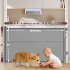 2Pack Retractable Baby Gates for Stair, 58" Extra Wide Mesh Dog Gate | Child Gate for Toddler Pet, Indoor and Outdoor Use, Easy Install, 34" Height, Gray
