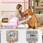 Afloia 6-in-1 Dog Grooming Kit, Pet Grooming Vacuum for Shedding, Dog Hair Vacuum with Clipper Nail Trimmer Grinder, Pet Brush Groomer at Home, Low Noise Cats Hair Remover, 1.5L Dust Cup, Pink | All-in-one grooming covers brushing, clipping, trimming a...