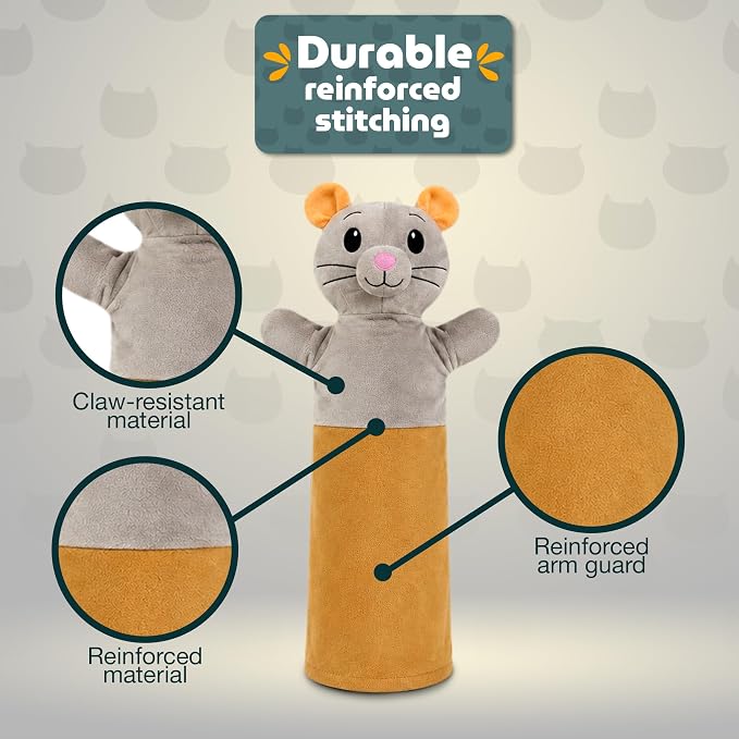 Cat Wrestling Glove – Interactive Cat Toy & Hand Puppet, Bite Proof Arm Scratch & Bite Protection, Plush Mouse Puppet Toy for Kittens & Indoor Cats, Cat Gloves for Safe Play, Bonding & Enrichment