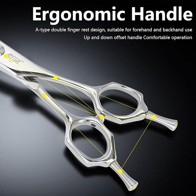 75'' Curved Chunker Shears for Dog Grooming, Professional Japanese 440C Stainless Steel Pet Grooming Scissors with Round Safety Tip & Ergonomic Handle, Sharp Trimming Scissors for Dogs and Cats