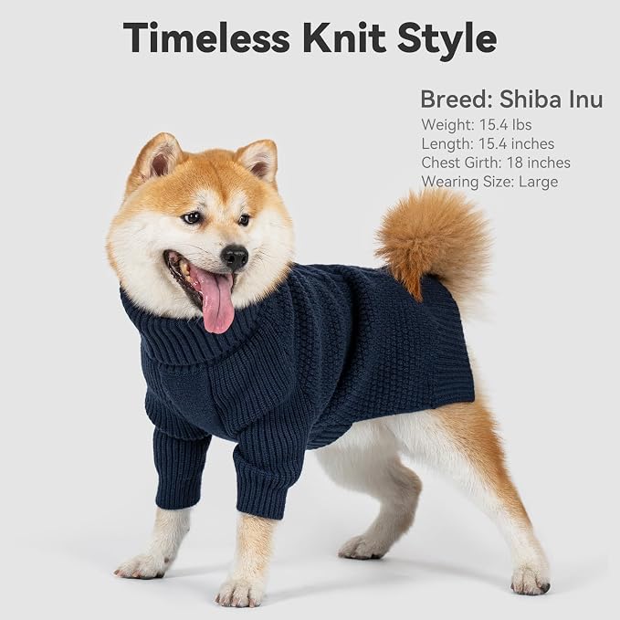 cyeollo Dog Sweater Long Sleeve Knitted Turtleneck Pullover Warm Clothes | Ultra Soft Warm Knit, Full Coverage, 4-Way Stretch for Easy Movement, Easy On & Off, Winter Daily Wear for Small Dogs