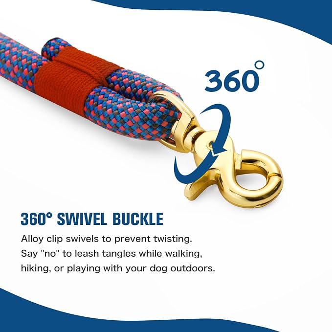 Nylon Rope Dog Leash, Purple, 5 FT - 3/5" | Reflective, Handmade Braided, Heavy Duty, For Medium Large Dogs