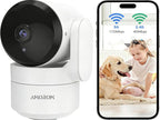 AMOROM Indoor Camera 2K, Alexa Camera for Baby/Elderly/Pet Monitoring | AI Smart Detection & Alarm, 2-Way Audio, Night Vision, 2.4G & 5G WiFi App Control, Cloud & SD Card Storage, 1 Pack