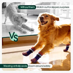 Kuoser Dog Socks for Hardwood Floors Anti Slip, Grippy Socks for Dogs to Prevent Licking Paws, Comfy Booties Dog Anti Scratch Socks Pet Protectors for Jnjured Paw, 4 Pack-XL