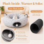 Geometric Cat Tunnel Bed Under Christmas Tree Oxford Outside with Plush Inside,Cats Toys Collapsible Tunnel Tube with Balls, for Rabbits, Kittens, Ferrets,Puppy 3FT