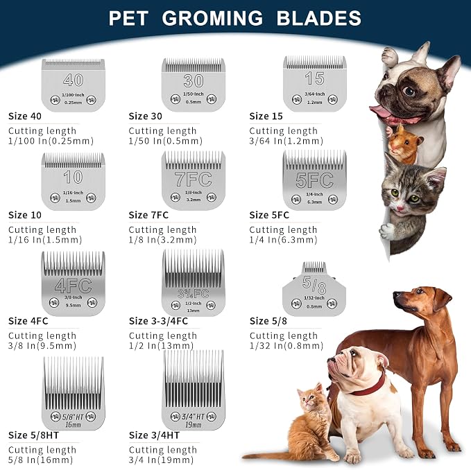 5FC Pet Dog Grooming Detachable Ceramic Blades, 1/4" (6.3mm), 2 PCS | Compatible with Andis, Compatible with Oster A5, Compatible with Wahl KM10 Clippers