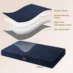 EHEYCIGA Orthopedic Dog Bed Large with Removable Washable Cover,Navy,41x27 | Egg Crate Foam Support,Durable Oxford fabric,Non-Slip Bottom,Machine Washable,Soft Waterproof Plush Pet Bed Mat For Crate