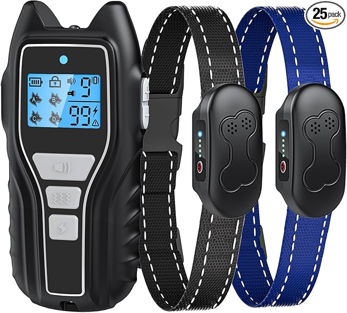 Shock Collar for Dogs 2 Dogs (15-120lbs) 2000FT Dog Shock Collar with Remote Control IPX7 Waterproof Dog Training Collar with Remote 4 Safe Modes Rechargeable Lock Flash Light for All Breeds Clear