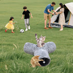 3-Way Collapsible Cat Tunnel Tube Toy Grey Plush | Interactive Play Tunnel with Hanging Ball & Peek Hole for Indoor Cats, Kittens, Puppies & Rabbits | Hours of Fun & Exercise
