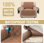 H.VERSAILTEX 100% Waterproof Arm Chair Covers Slipcover Modern Chair Slip Covers with Arms Living Room Chair Covers with Elastic Straps for Dog (Chair, Terracotta/Beige)