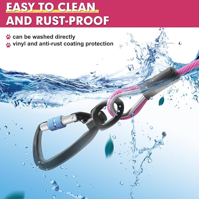 Snagle Paw Dog Tie Out Cable 30FT-1000LBS Break Strength,Heavy Duty Dog Leads for Yard with Shock Absorbing Spring & Swivel Hook,Long Leash Cable for Outdoor Tethering,Dog Line for Small Large Dogs
