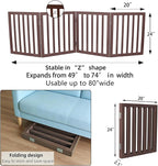 Dog Gate Indoor, Freestanding Dog Fence for The House, Doorways, Hallways,or Stairs,Pet Gate Foldable Wooden,Expandable 24" Height 4 Panels,Brown