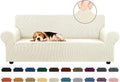 Stretch Couch Covers for Sofa, 3 Cushion Couch Slipcover,Beige | 1-Piece Washable Sofa Cover Pet Friendly(78"-94") Furniture Protector Soft Jacquard, Elastic Bottom for Dogs & Kids