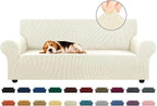 Stretch Couch Covers for Sofa, 3 Cushion Couch Slipcover,Beige | 1-Piece Washable Sofa Cover Pet Friendly(78"-94") Furniture Protector Soft Jacquard, Elastic Bottom for Dogs & Kids