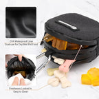 Dog Poop Bag Holder for Leashes- Dog Treat Pouch with Waterproof Zipper,Puppy Training Small Bag with Carabiner & Bungee Toggle,Two Pockets for Dry or Wet Treats-Pet Travel Walking Essentials (Black)