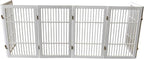 Urnporium Pet Dog Gate Freestanding, Strong Durable Folding Wooden Fence, Portable Acacia Hardwood Safety Barrier for Indoor & Outdoor Use (White Pet Gate, 6 Panel 30" Tall)