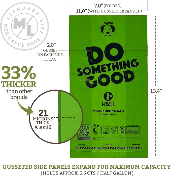 Doggy Do Good - 180 Count, Heavy Duty Poop Bags for Dogs - Standard Size - Dog Waste Bags Made with 50% Recycled Plastic + 15% Biobased Material - Landfill-Friendly, Unscented, Leak-Proof | Heavy-duty, Easy-open Dog Bags - 50% Recycled Plastic & 15% Bi...