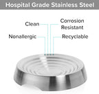 CatGuru Cat Bowls, Whisker Friendly Food Bowl for Indoor Cats, Reliefs Whisker Fatigue, Wide Kitten Dish, Non Slip Pet Dishes, Shallow Pet Plates (Stainless Steel, (Pack of 2))