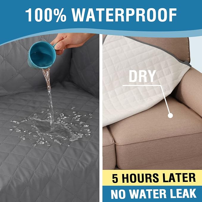 H.VERSAILTEX Sofa Slipcover Sofa Cover 100% Waterproof Couch Cover with Elastic Straps Furniture Protector for Pets Kids Children Dog Cat(Oversized Sofa, Rocket Gray)